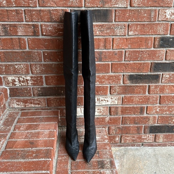 Good American The Weekend Black Glitter Slouchy Thigh High Boots Womens Size 6.5 - Picture 2 of 6